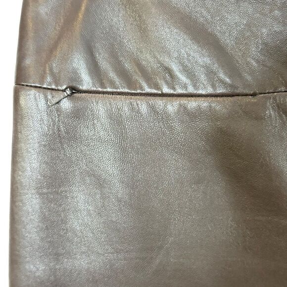 French Connection Vintage Brown Leather Pencil Skirt | Size 6 - Picture 3 of 7